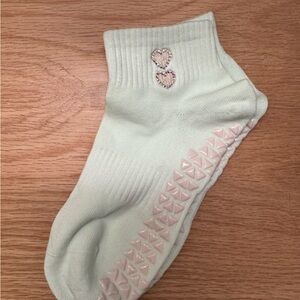 Mint Green Socks with Pink Rhinestone Hearts Accents